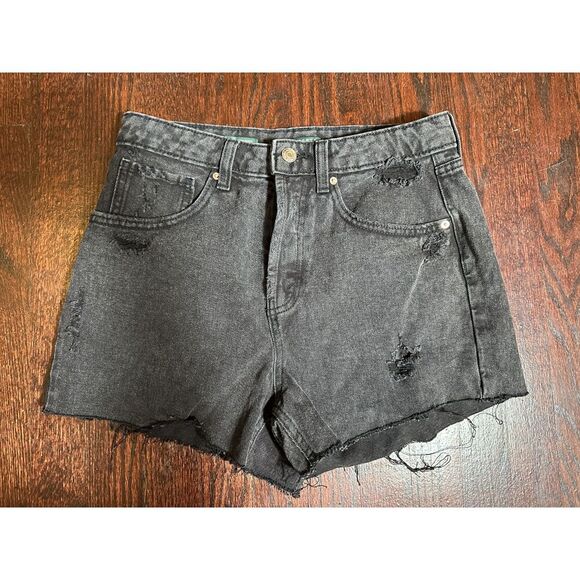 Wild Fable Super High Rise Cut Off Shorts Black Denim Size 4 - Picture 3 of 11